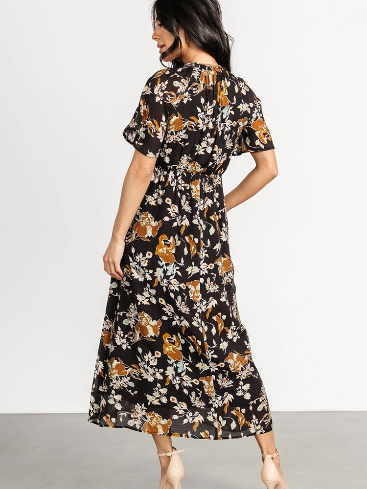 Bohemian Print V-Neck Elegant Dress