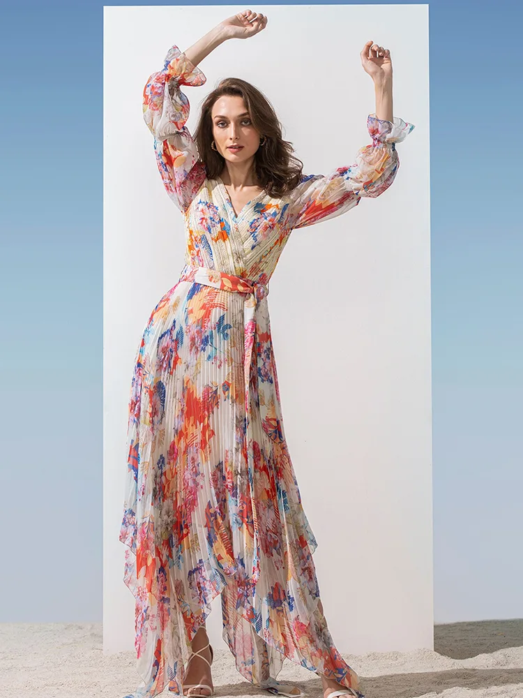 Pakaian Chiffon Panjang Kasual Wanita Elegan